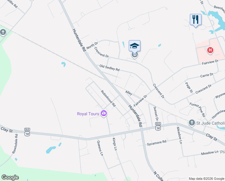 map of restaurants, bars, coffee shops, grocery stores, and more near 309 Hunterdale Road in Franklin