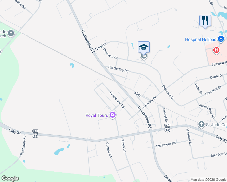 map of restaurants, bars, coffee shops, grocery stores, and more near 308 Robinhood Road in Franklin