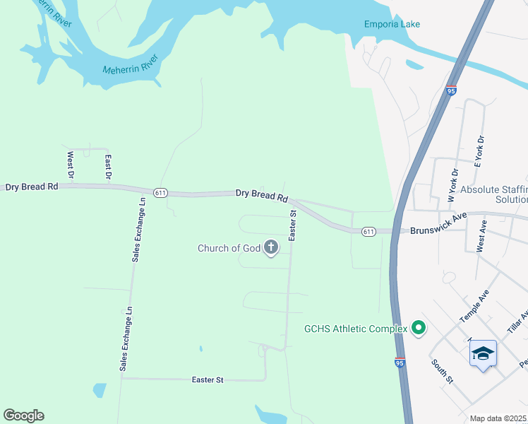 map of restaurants, bars, coffee shops, grocery stores, and more near 41 Calloway Street in Emporia