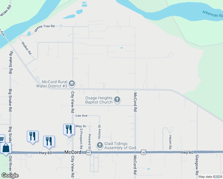map of restaurants, bars, coffee shops, grocery stores, and more near 1480 Kelley Avenue in Ponca City