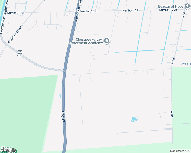 map of restaurants, bars, coffee shops, grocery stores, and more near Herring Ditch Road in Chesapeake