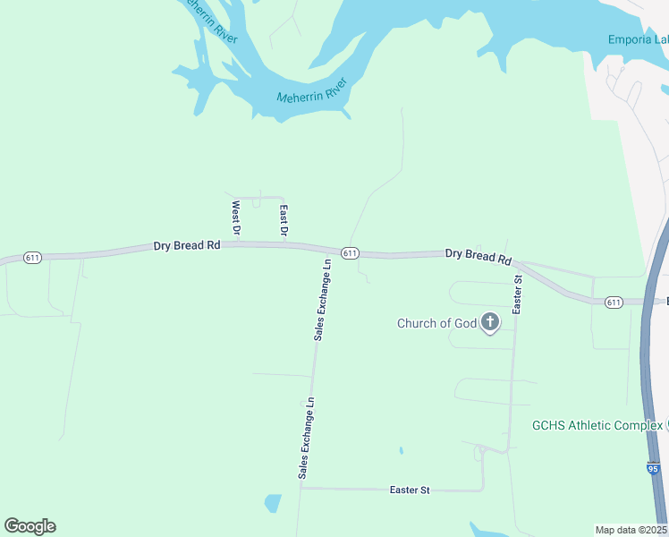 map of restaurants, bars, coffee shops, grocery stores, and more near 1440 Dry Bread Road in Emporia