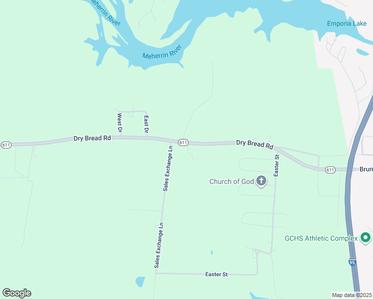 map of restaurants, bars, coffee shops, grocery stores, and more near 1366 Dry Bread Road in Emporia