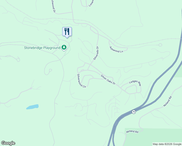 map of restaurants, bars, coffee shops, grocery stores, and more near Silver Oaks Dr in Reeds Spring