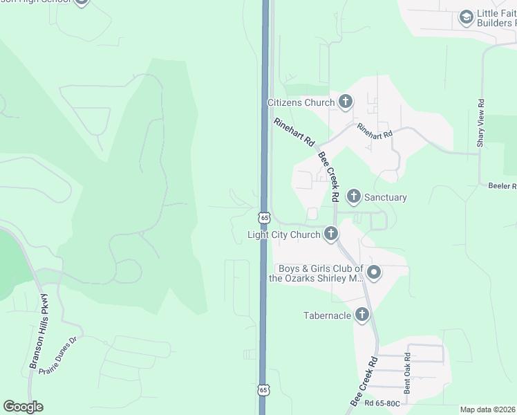 map of restaurants, bars, coffee shops, grocery stores, and more near 160 Sunrise Drive in Branson