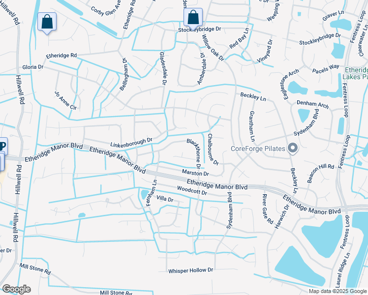 map of restaurants, bars, coffee shops, grocery stores, and more near 1101 Northmoor Court in Chesapeake