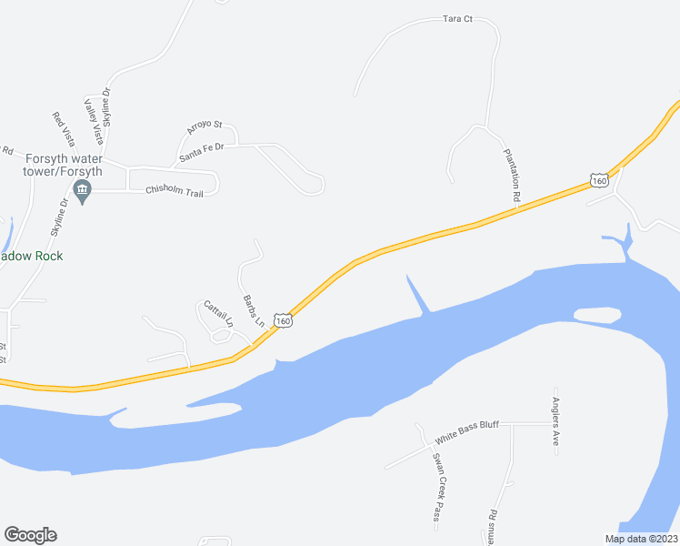 map of restaurants, bars, coffee shops, grocery stores, and more near U.S. 160 in Forsyth