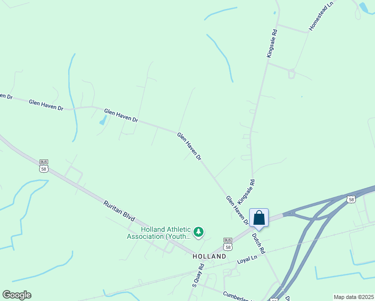 map of restaurants, bars, coffee shops, grocery stores, and more near 485 Glen Haven Drive in Suffolk