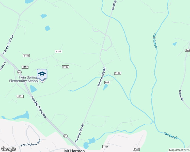 map of restaurants, bars, coffee shops, grocery stores, and more near 1600 Hunting Hills Road in Danville