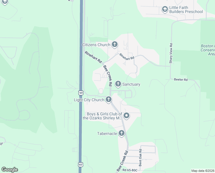 map of restaurants, bars, coffee shops, grocery stores, and more near 1781 Bee Creek Rd in Branson