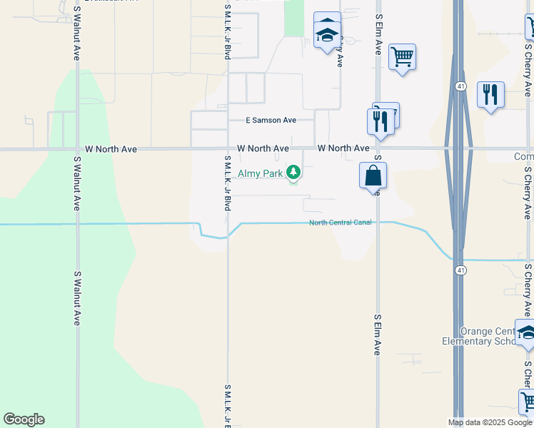map of restaurants, bars, coffee shops, grocery stores, and more near 3256 South Fig Avenue in Fresno