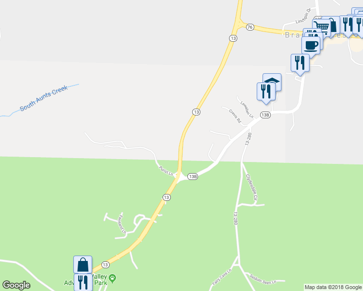 map of restaurants, bars, coffee shops, grocery stores, and more near 16838 Highway 13 in Reeds Spring