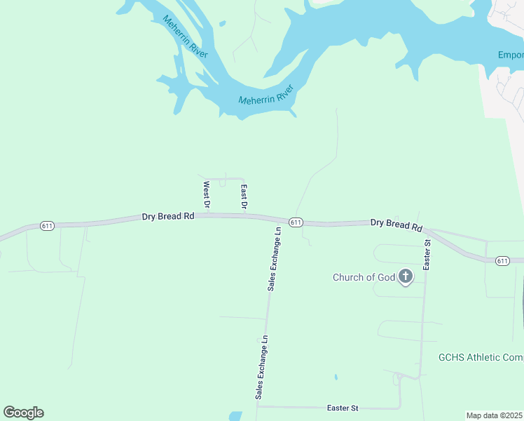 map of restaurants, bars, coffee shops, grocery stores, and more near 1507 Dry Bread Road in Emporia