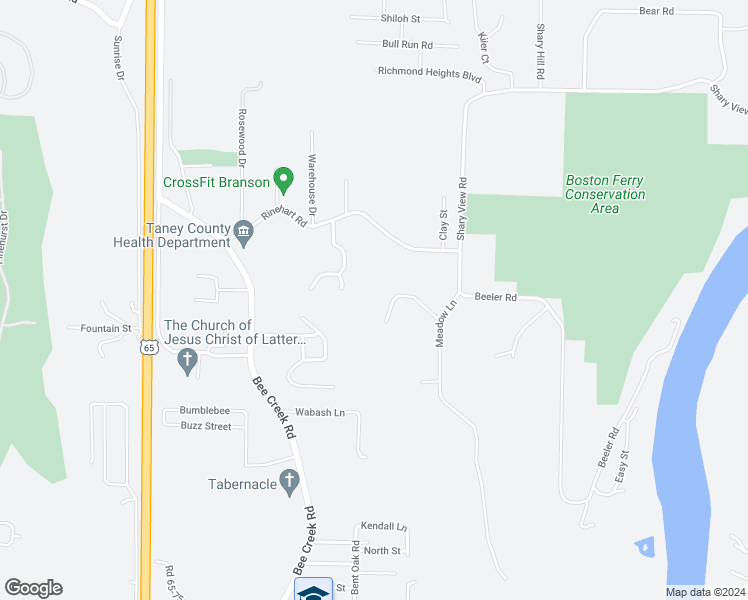 map of restaurants, bars, coffee shops, grocery stores, and more near 184 Hidden Lane Road in Branson