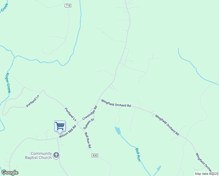 map of restaurants, bars, coffee shops, grocery stores, and more near 2287 Crestridge Road in Bassett
