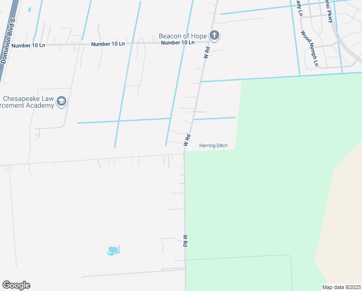 map of restaurants, bars, coffee shops, grocery stores, and more near 1436 West Road in Chesapeake