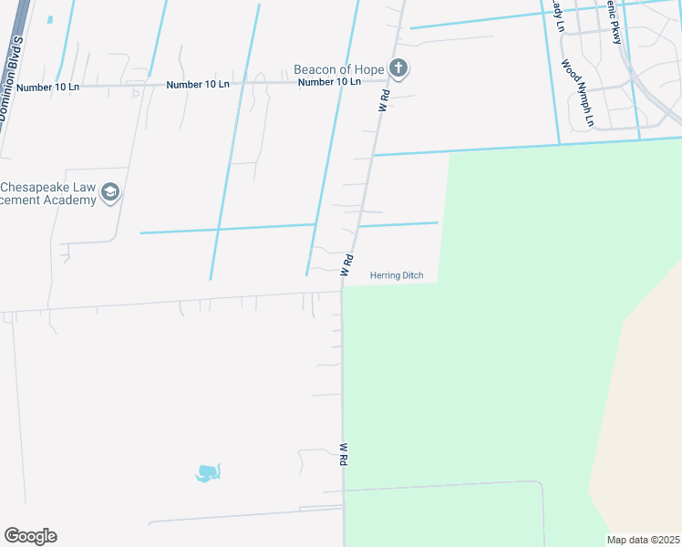 map of restaurants, bars, coffee shops, grocery stores, and more near 1436 West Road in Chesapeake