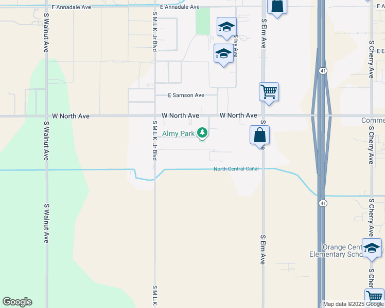 map of restaurants, bars, coffee shops, grocery stores, and more near 225 West Roy Avenue in Fresno