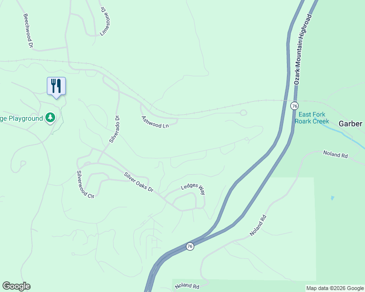 map of restaurants, bars, coffee shops, grocery stores, and more near 840 Silver Cliff Way in Reeds Spring