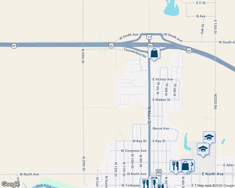 map of restaurants, bars, coffee shops, grocery stores, and more near 1009 North 11th Street in Tonkawa