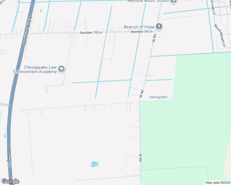 map of restaurants, bars, coffee shops, grocery stores, and more near 1432 West Road in Chesapeake