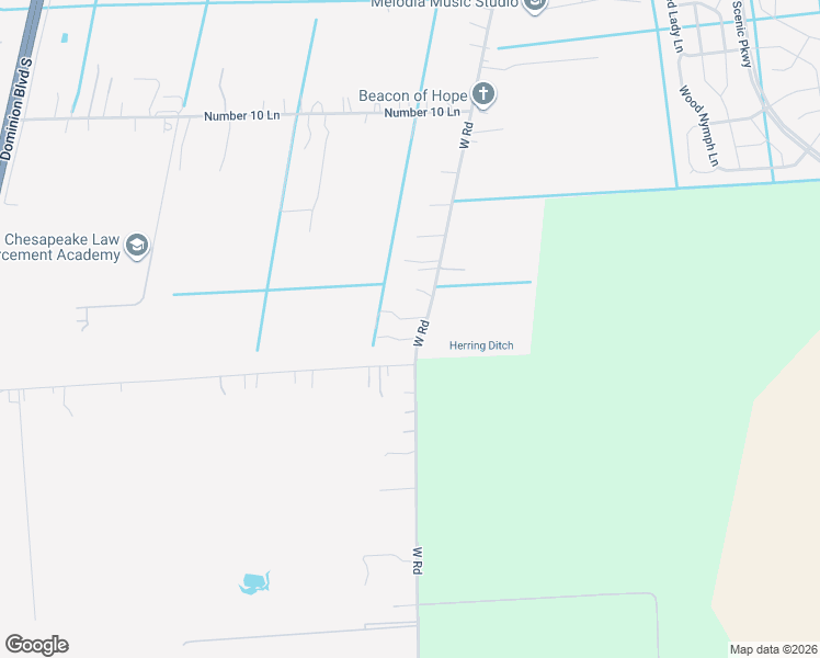 map of restaurants, bars, coffee shops, grocery stores, and more near 1432 West Road in Chesapeake