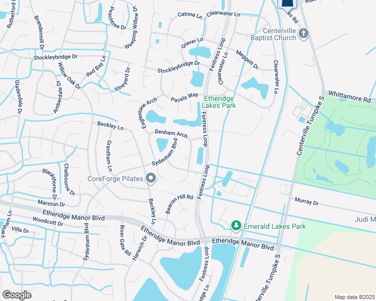 map of restaurants, bars, coffee shops, grocery stores, and more near 614 Denham Arch in Chesapeake