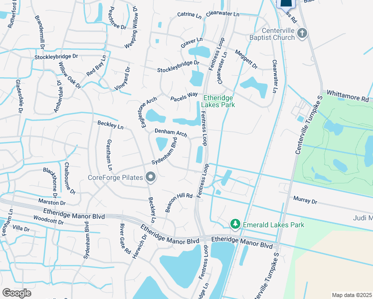 map of restaurants, bars, coffee shops, grocery stores, and more near 614 Denham Arch in Chesapeake