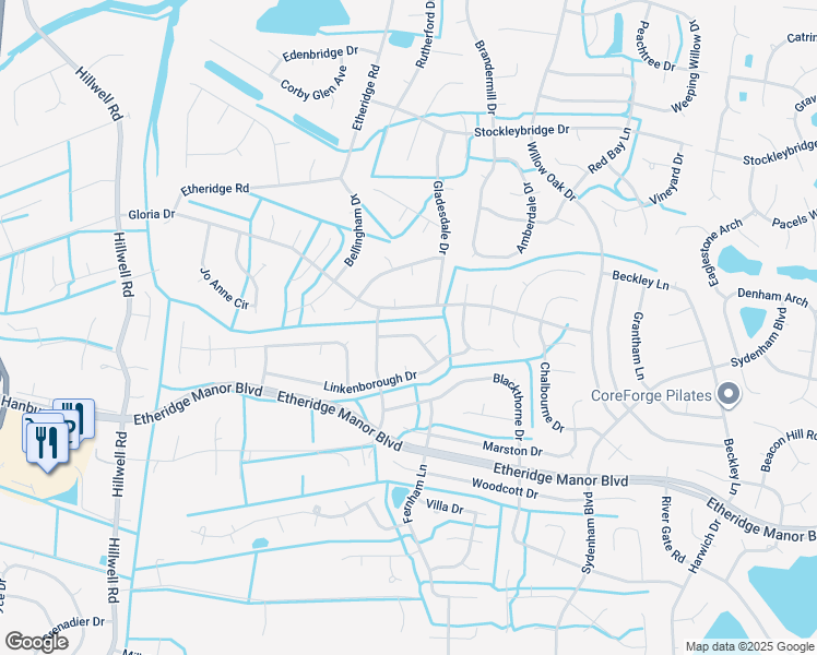 map of restaurants, bars, coffee shops, grocery stores, and more near 612 Sherringfield Terrace in Chesapeake