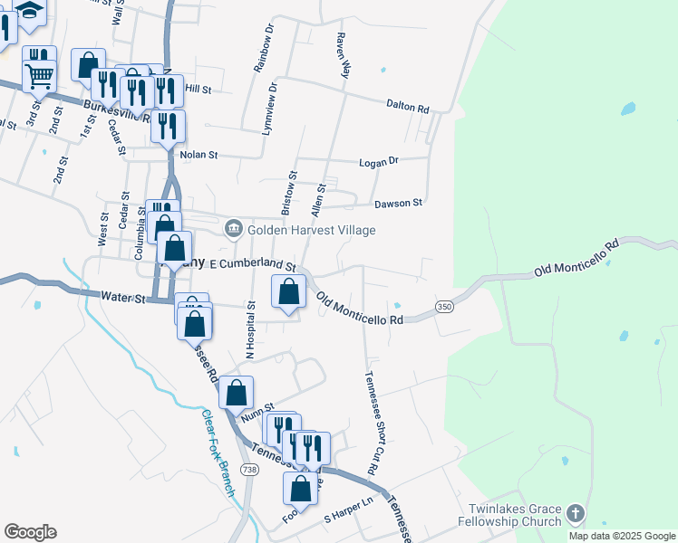 map of restaurants, bars, coffee shops, grocery stores, and more near East Cumberland Street in Albany