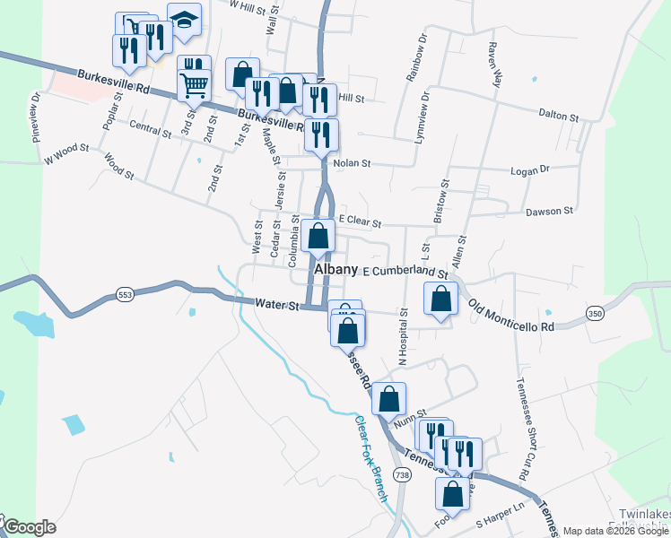 map of restaurants, bars, coffee shops, grocery stores, and more near in Albany