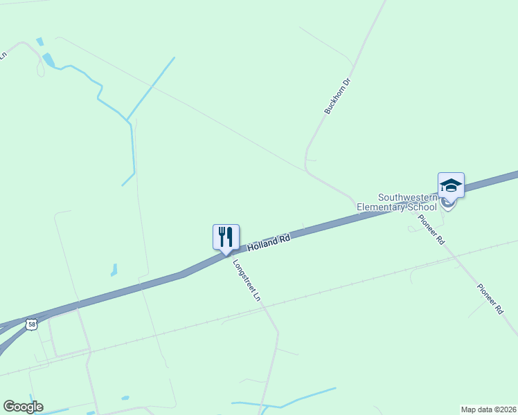 map of restaurants, bars, coffee shops, grocery stores, and more near 5836 Holland Road in Suffolk