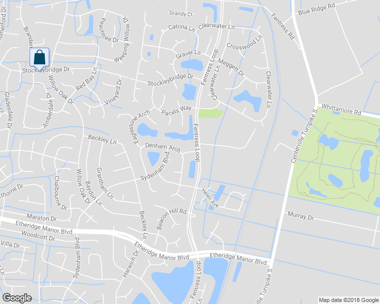 map of restaurants, bars, coffee shops, grocery stores, and more near Meredith Drive in Chesapeake