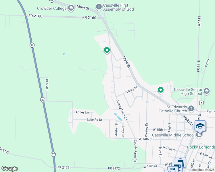 map of restaurants, bars, coffee shops, grocery stores, and more near 1840 Schell Street in Cassville