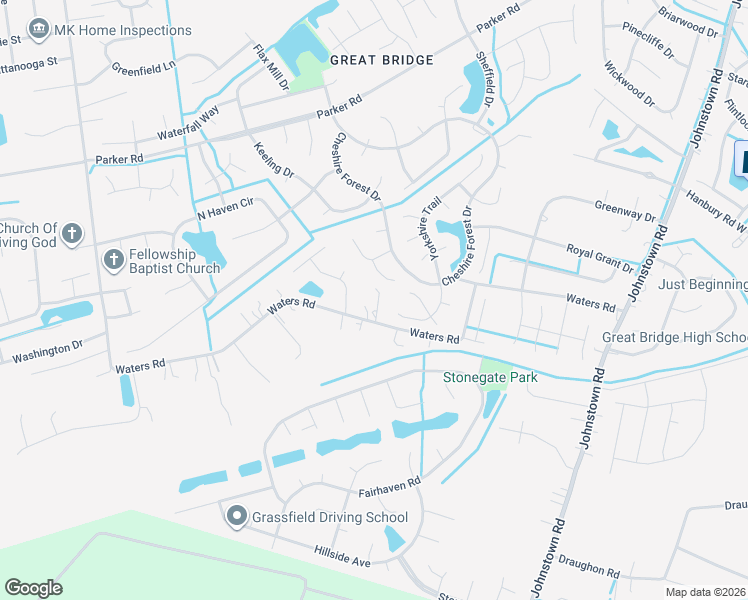map of restaurants, bars, coffee shops, grocery stores, and more near 1149 Waters Rd in Chesapeake