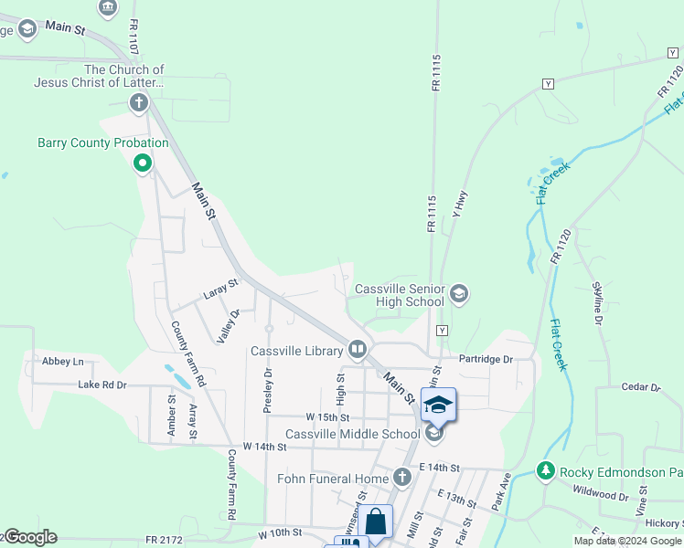 map of restaurants, bars, coffee shops, grocery stores, and more near 305 McFarland Avenue in Cassville