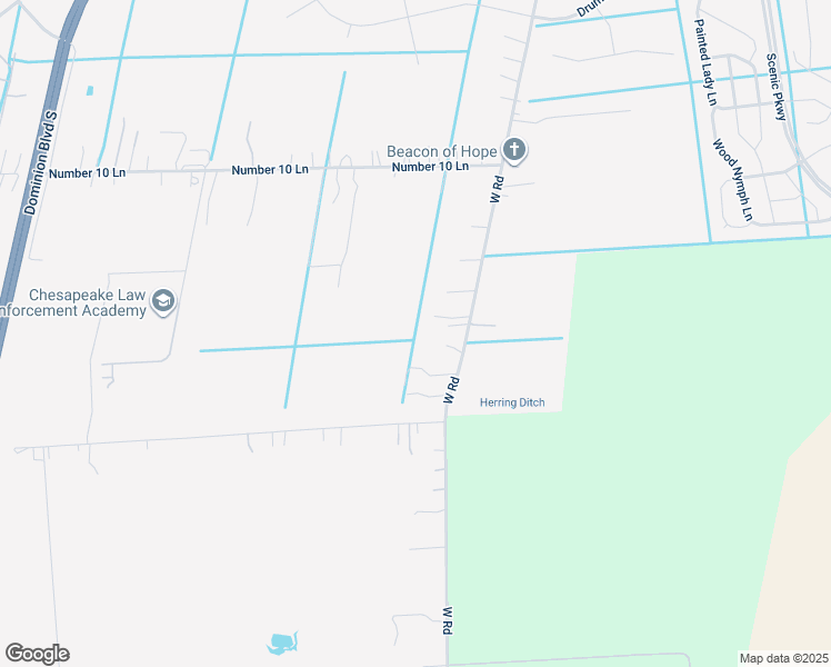 map of restaurants, bars, coffee shops, grocery stores, and more near Saint Brides Road East in Chesapeake