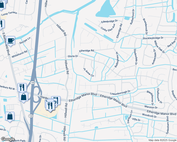 map of restaurants, bars, coffee shops, grocery stores, and more near 829 Jo Anne Circle in Chesapeake