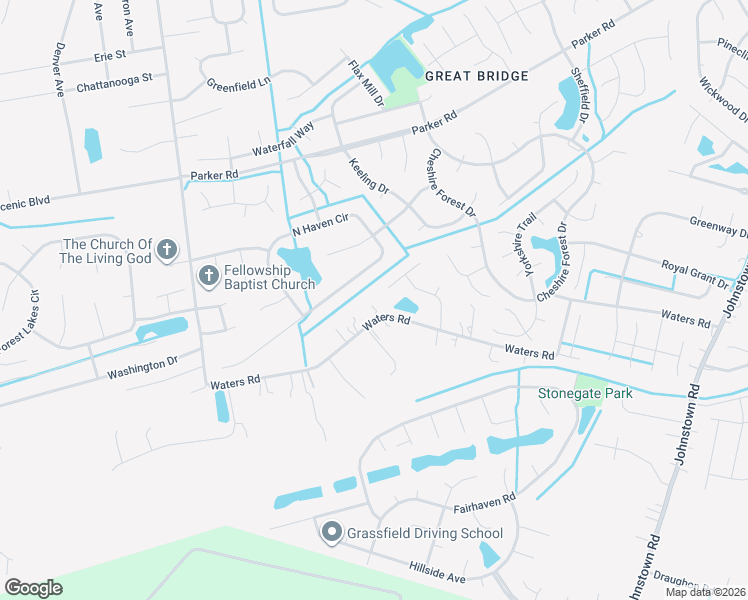 map of restaurants, bars, coffee shops, grocery stores, and more near 1101 Waters Road in Chesapeake
