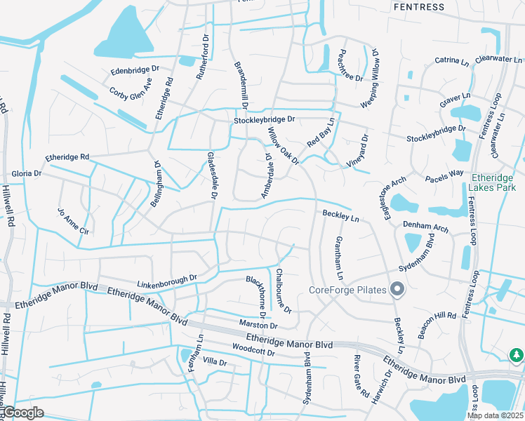 map of restaurants, bars, coffee shops, grocery stores, and more near 601 Donnington Court in Chesapeake