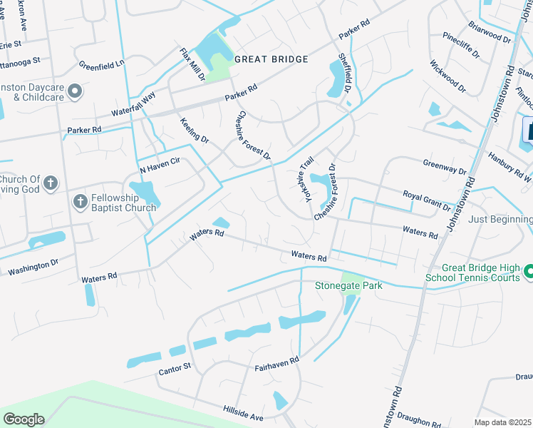 map of restaurants, bars, coffee shops, grocery stores, and more near 702 Lincolnshire Court in Chesapeake