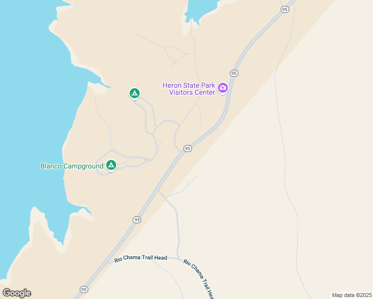 map of restaurants, bars, coffee shops, grocery stores, and more near New Mexico 95 in Los Ojos