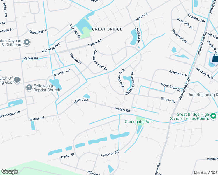 map of restaurants, bars, coffee shops, grocery stores, and more near 801 Orkney Court in Chesapeake