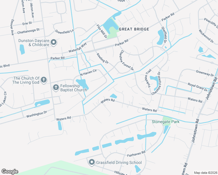 map of restaurants, bars, coffee shops, grocery stores, and more near 920 Justin Lee Way in Chesapeake