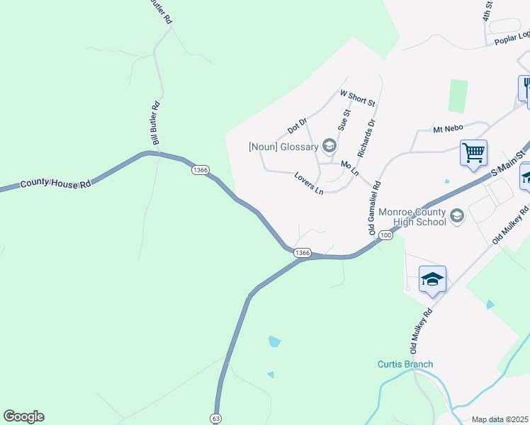 map of restaurants, bars, coffee shops, grocery stores, and more near 1-399 County House Road in Tompkinsville