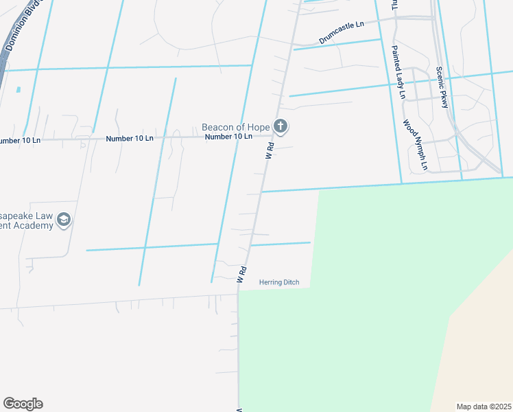 map of restaurants, bars, coffee shops, grocery stores, and more near 1364 West Road in Chesapeake