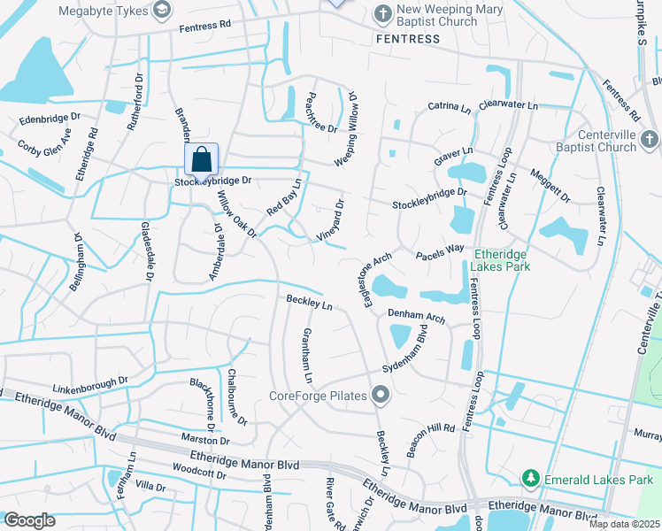 map of restaurants, bars, coffee shops, grocery stores, and more near 702 Sarasota Arch in Chesapeake
