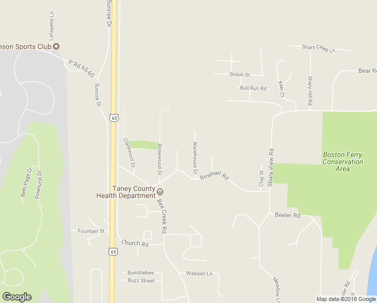 map of restaurants, bars, coffee shops, grocery stores, and more near 135 Warehouse Road in Branson