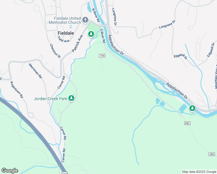 map of restaurants, bars, coffee shops, grocery stores, and more near 2692 South River Road in Fieldale
