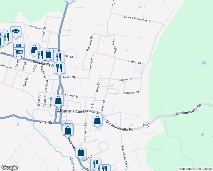 map of restaurants, bars, coffee shops, grocery stores, and more near 401 Allen Street in Albany